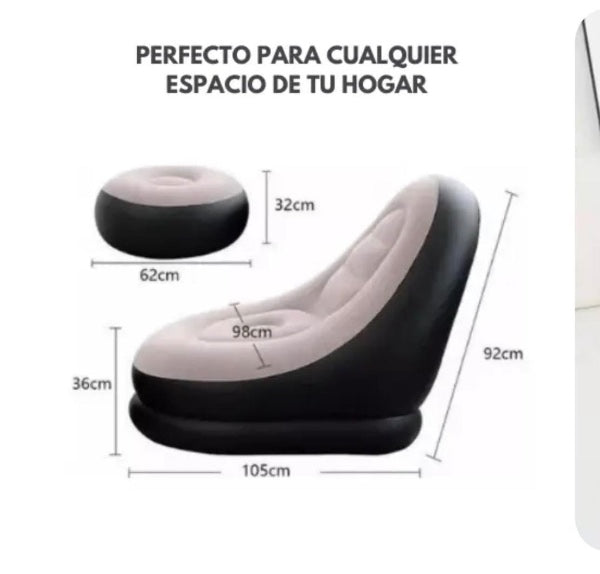 Sofá puff inflable 2 en 1